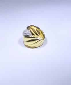 DAVID YURMAN 18k Yellow Gold Hampton Cable Ring with Diamonds 3