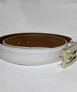 Fendi Logo Belt in White Leather 7028 2