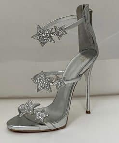 GIUSEPPE ZANOTTI Crystal Star Sandal Heel in Silver 1