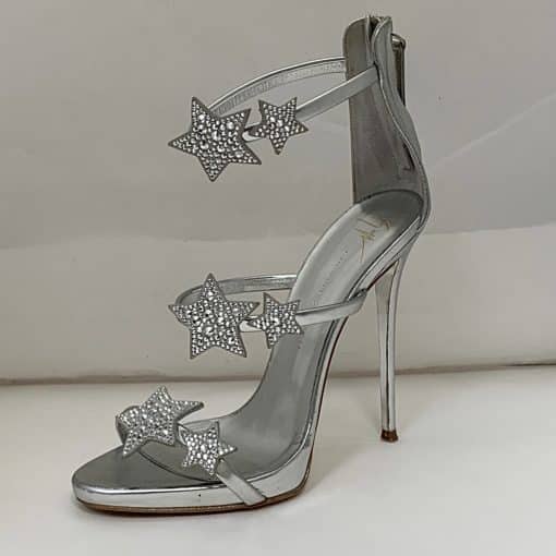 GIUSEPPE ZANOTTI Crystal Star Sandal Heel in Silver 1