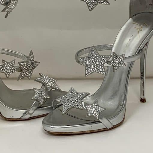 GIUSEPPE ZANOTTI Crystal Star Sandal Heel in Silver 2