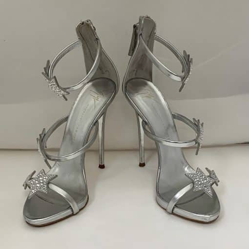 GIUSEPPE ZANOTTI Crystal Star Sandal Heel in Silver 3