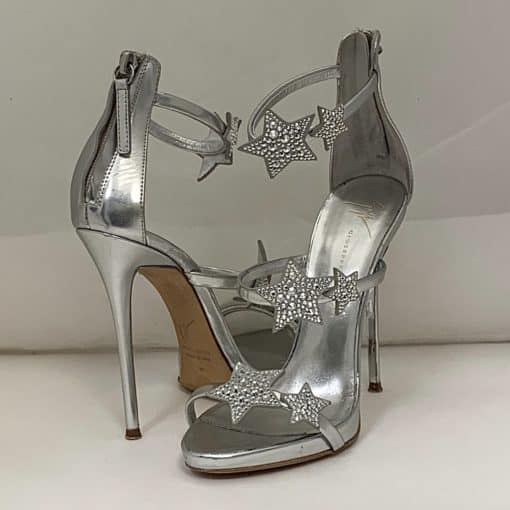 GIUSEPPE ZANOTTI Crystal Star Sandal Heel in Silver