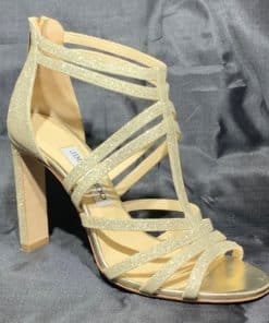 JIMMY CHOO Seline Glitter Sandal Heel in Gold 2
