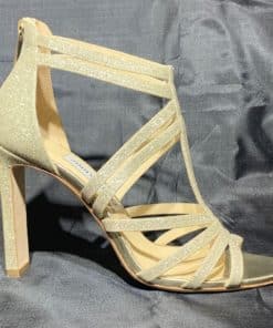 JIMMY CHOO Seline Glitter Sandal Heel in Gold 3
