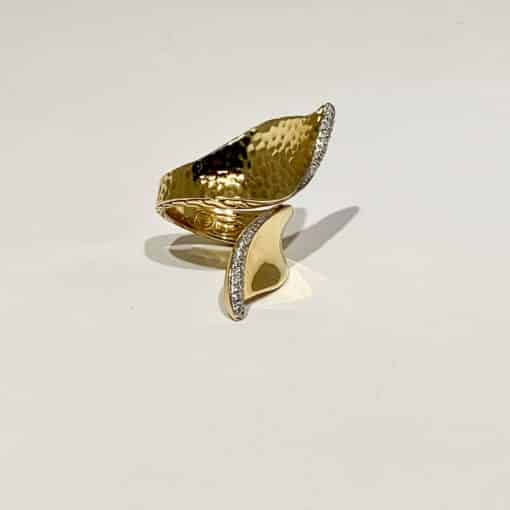 JOHN HARDY Pave Wave Bypass Ring in 18k Gold with Diamonds 2