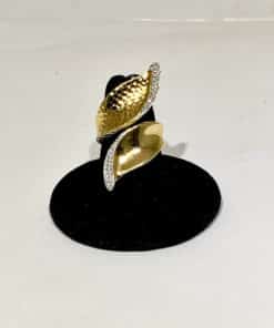 JOHN HARDY Pave Wave Bypass Ring in 18k Gold with Diamonds