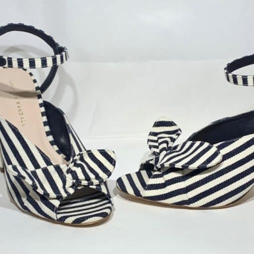 LOEFFLER RANDAL Leigh Stripe Sandal in Navy and White 2