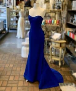 ROMONA KAVEZA Strapless Evening Gown in Cobalt Blue