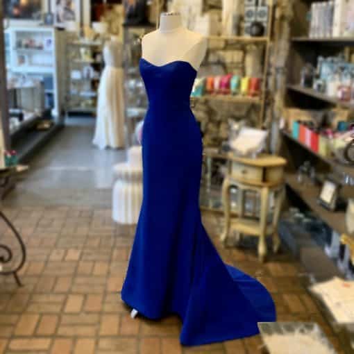 ROMONA KAVEZA Strapless Evening Gown in Cobalt Blue