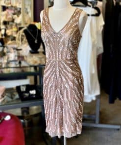 AIDAN MATTOX Sequin Dress in Rose Gold 4