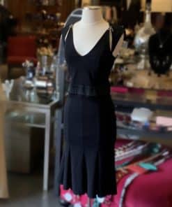 BLUMARINE Crystal Bow Midi Dress in Black
