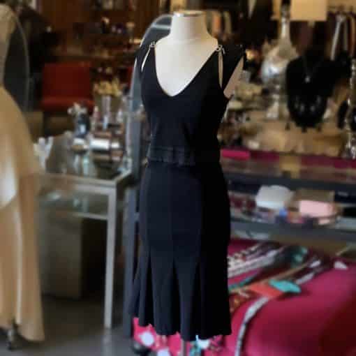 BLUMARINE Crystal Bow Midi Dress in Black