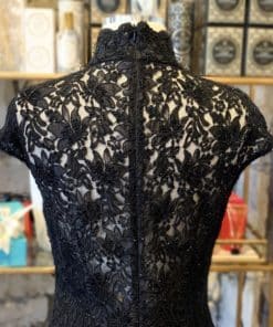 CARMEN MARC VALVO Beaded Lace Dress in Black 3