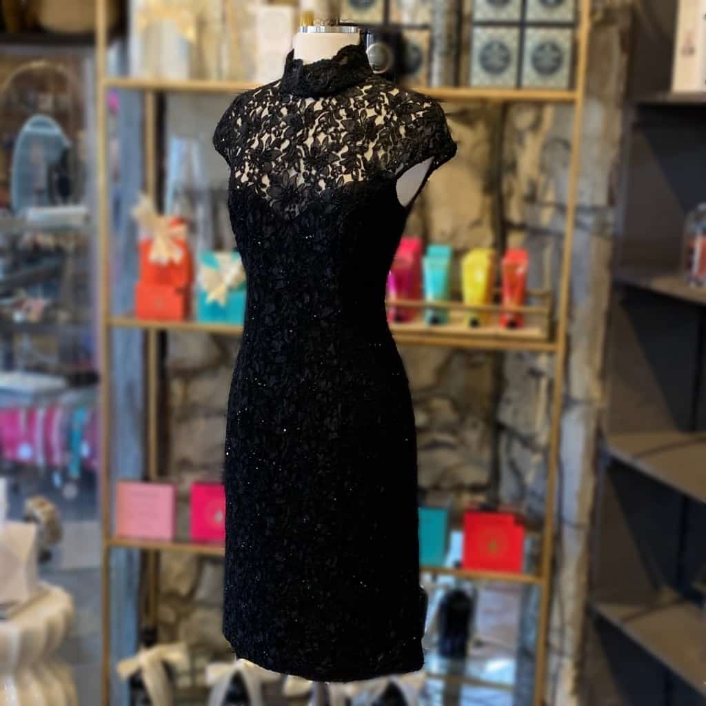 CARMEN MARC VALVO Beaded Lace Dress in Black 6 - More Than You Can Imagine