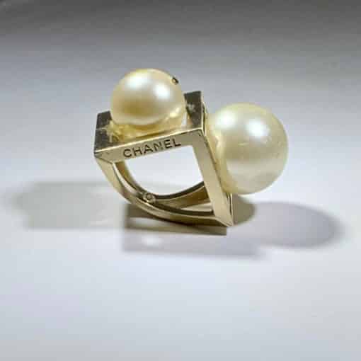 CHANEL Double Pearl Cocktail Ring 1