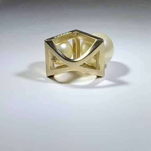 CHANEL Double Pearl Cocktail Ring 2
