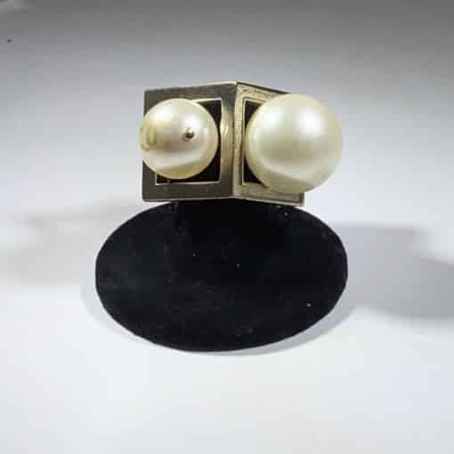 CHANEL Double Pearl Cocktail Ring 4