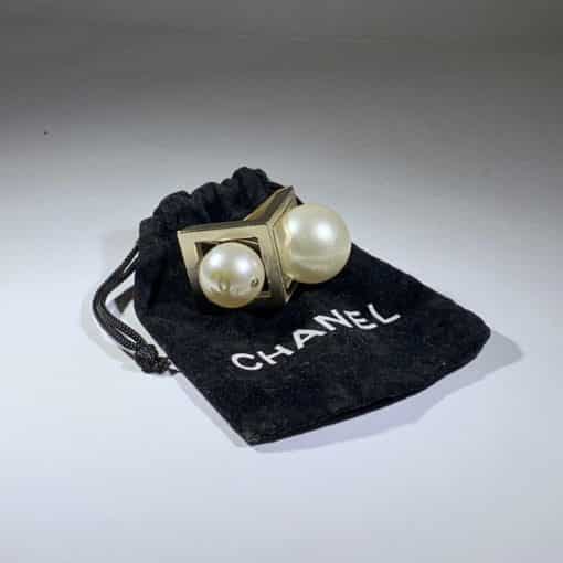 CHANEL Double Pearl Cocktail Ring