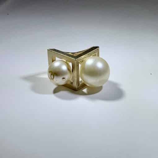 CHANEL Double Pearl Cocktail Ring 6