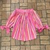 CHRISTIAN DIOR Striped Balloon Blouse in Pink Multicolor