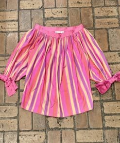 CHRISTIAN DIOR Striped Balloon Blouse in Pink Multicolor