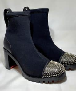 Christian Louboutin Washy 70 Studded Ankle Boots Black Neoprene
