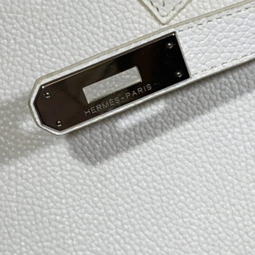 HERMES Birkin 35 in White Clemence Leather 10