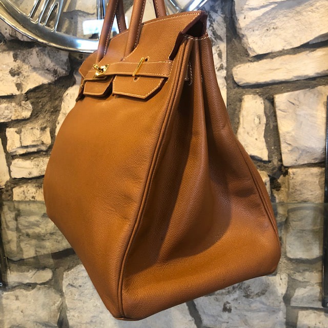 Hermès - Authenticated Birkin 40 Handbag - Leather Gold Plain for Women, Very Good Condition