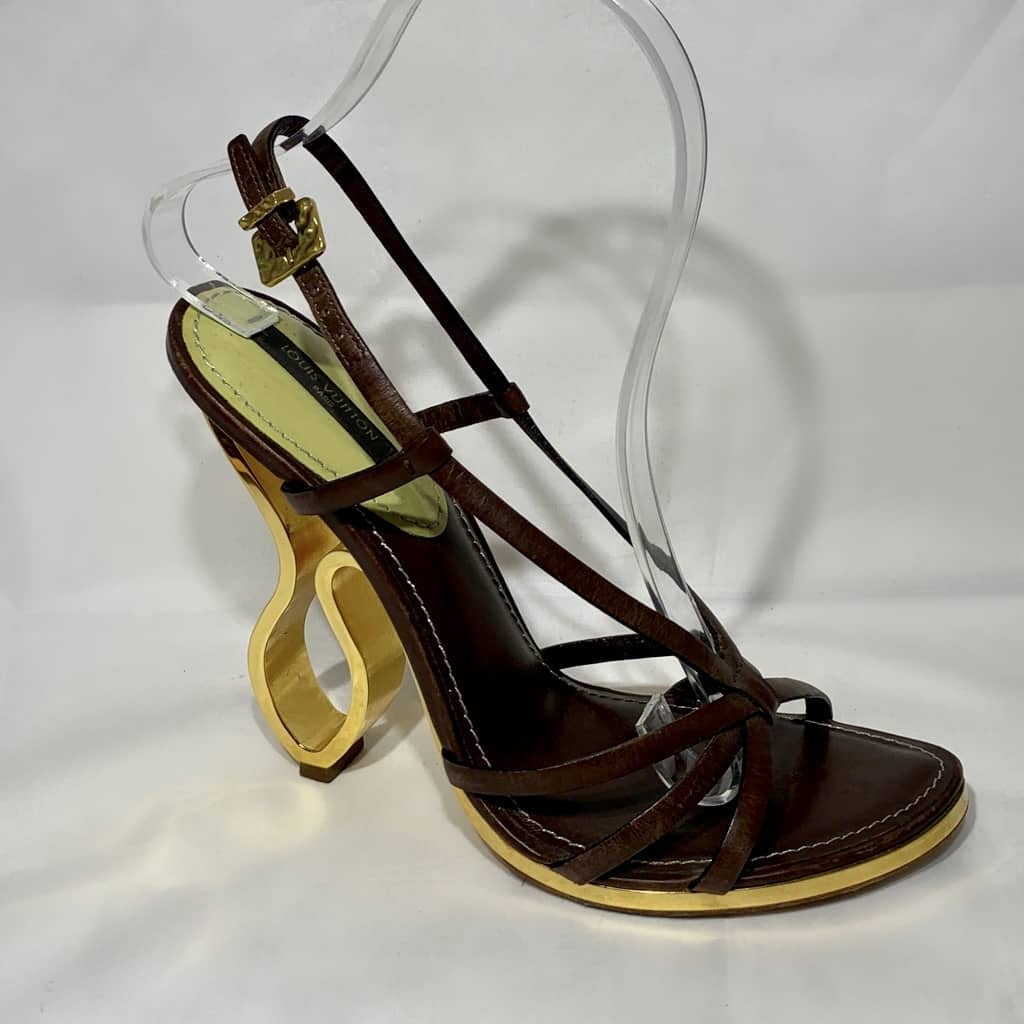 Louis Vuitton Damier & Patent Leather Heels Sandals Size 37,5 EU
