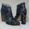MANOLO BLAHNIK Jacquard Booties in Blue and Silver
