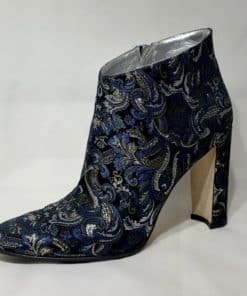 MANOLO BLAHNIK Jacquard Booties in Blue and Silver 2