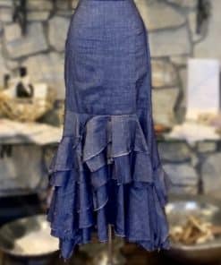 MILLY Denim Ruffle Dress in Blue 2