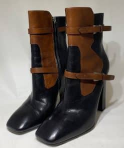 PRADA Two Tone Buckle Boots in Brown and Black 1