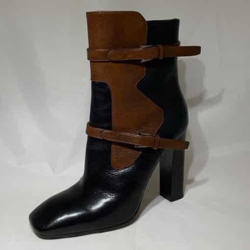 PRADA Two Tone Buckle Boots in Brown and Black 3