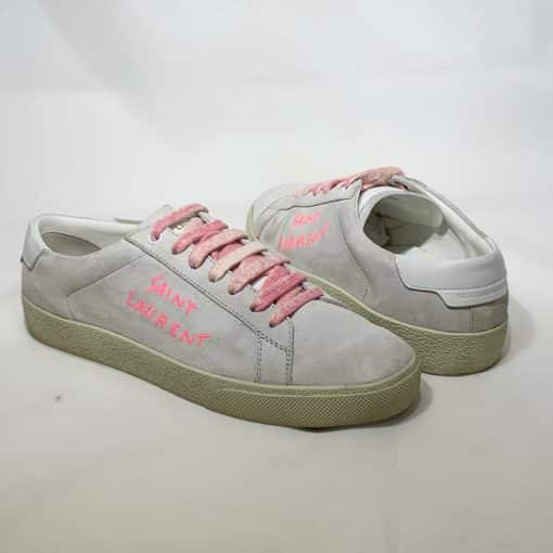 SAINT LAURENT Distressed Suede Court Classic Sneakers 3