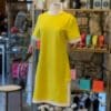 STAUD Short Sleeve Crew Neck Mini Dress in Yellow and White