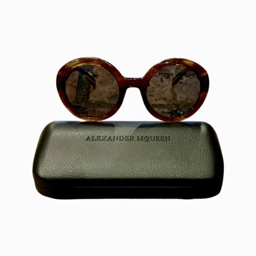 ALEXANDER MCQUEEN AM0002S Round Sunglasses in Brown 5