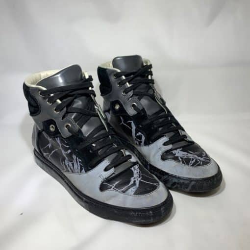 BALENCIAGA Hi Top Sneakers in Black Marble and Gray 1 1