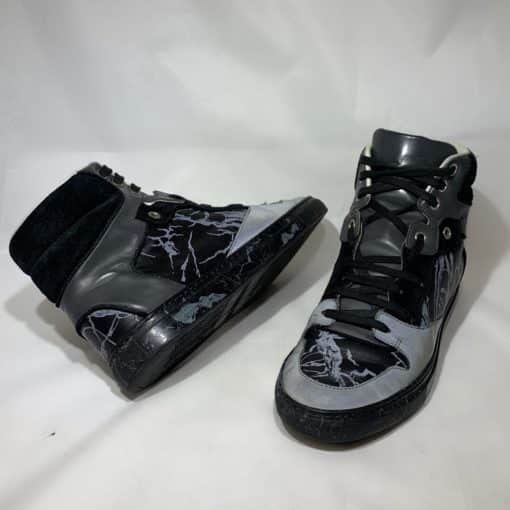 BALENCIAGA Hi Top Sneakers in Black Marble and Gray 3