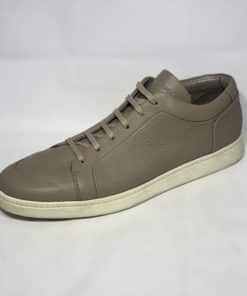 BALENCIAGA Mens Grained Leather Sneakers in Taupe 1