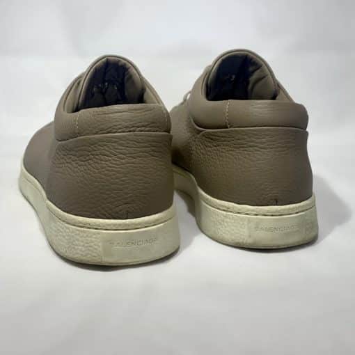 BALENCIAGA Mens Grained Leather Sneakers in Taupe 4