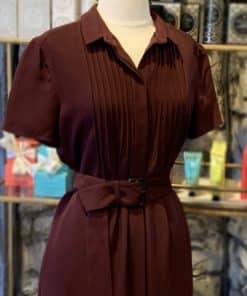BURBERRY Belted Dress in Burgundy 1