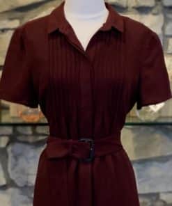 BURBERRY Belted Dress in Burgundy 2