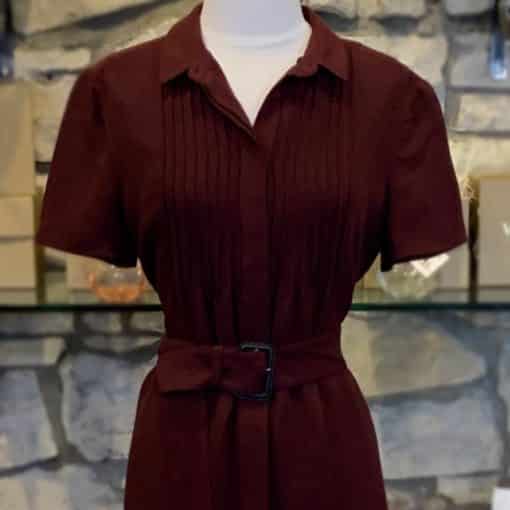 BURBERRY Belted Dress in Burgundy 2