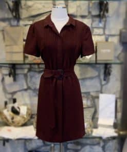 BURBERRY Belted Dress in Burgundy
