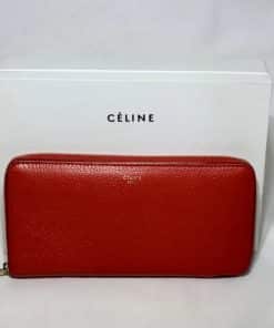 CELINE Zipper Organizer Wallet Coquelicot in Red 4