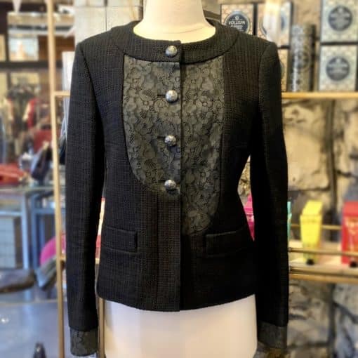 CHANEL Lace Detail Jacket and Skirt in Black 1