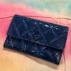 CHANEL Patent Quilted Card Case