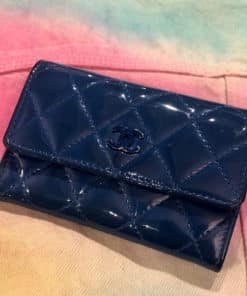 CHANEL Patent Quilted Card Case